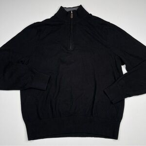 Eddie Bauer Sweater 1/4 Zip Black Cotton Cashmere Office Career Outdoor Gorp
